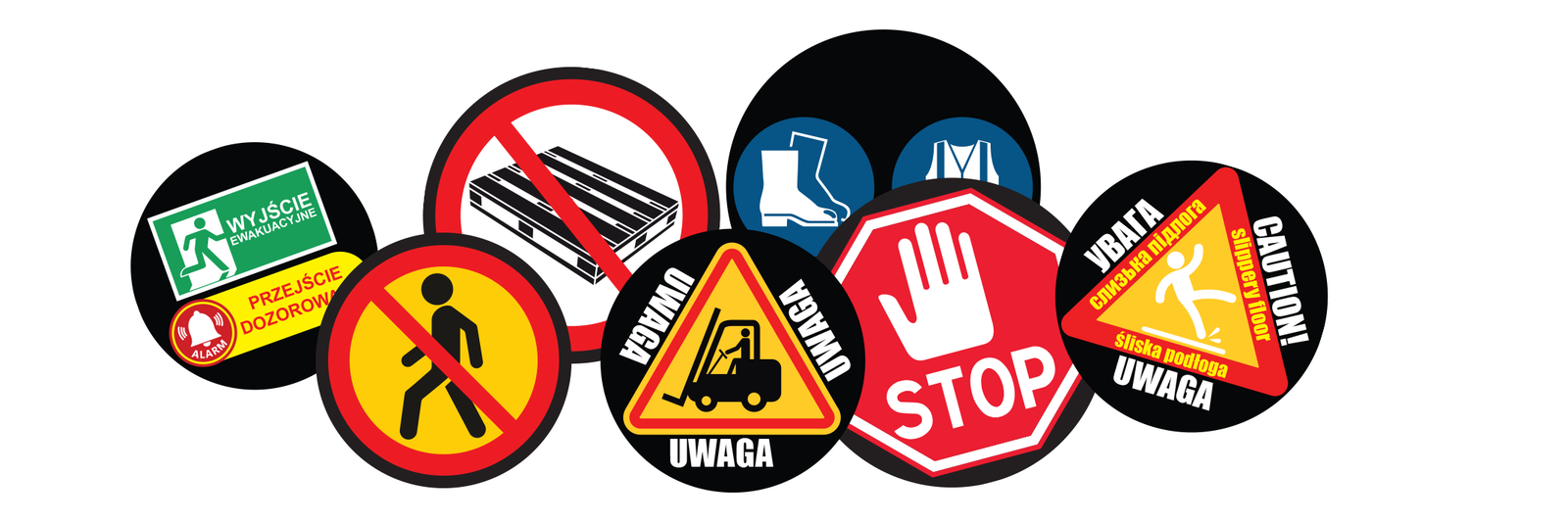 Examples of signs the Watch out! system can display
